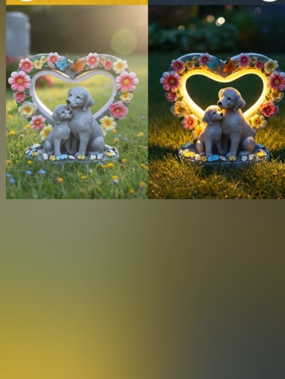 Solar Dog Garden Statue Light Heart Flowers Puppy Outdoor Memorial Decor NEW - Picture 4 of 7
